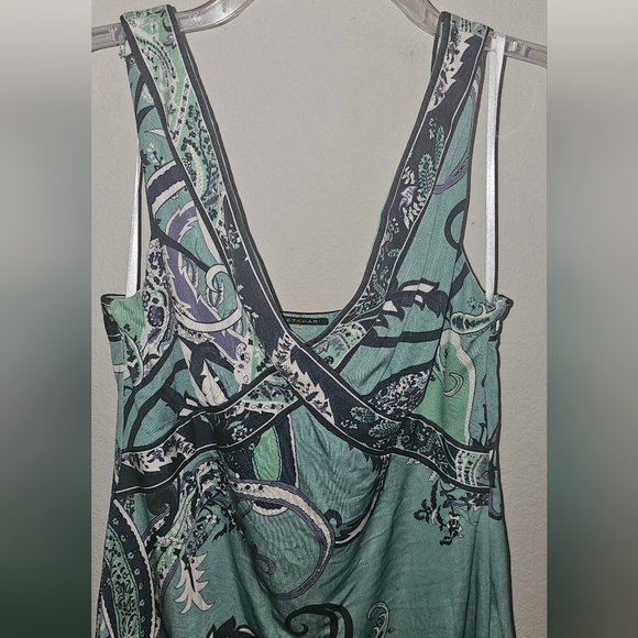 ELIE TAHARI SZ 6 PAISLEY SILK V-NECK DRESS - Picture 3 of 5